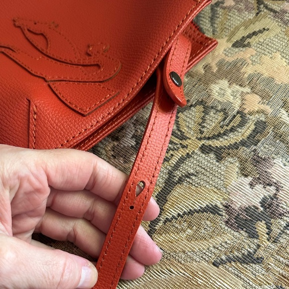 Longchamp leather burnt Orange Shoulder handBag bag small - Picture 10 of 14